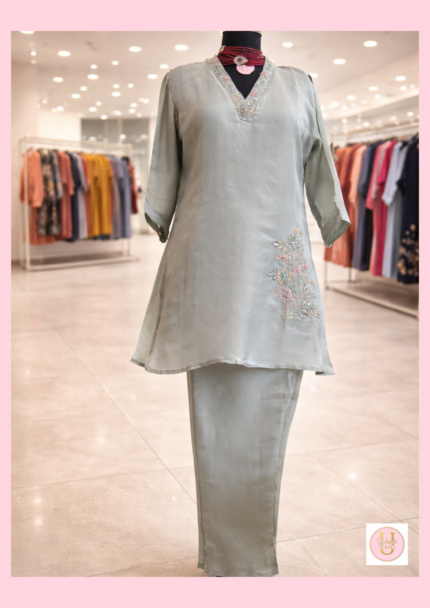 Sage Green Embroidered Kurta Set